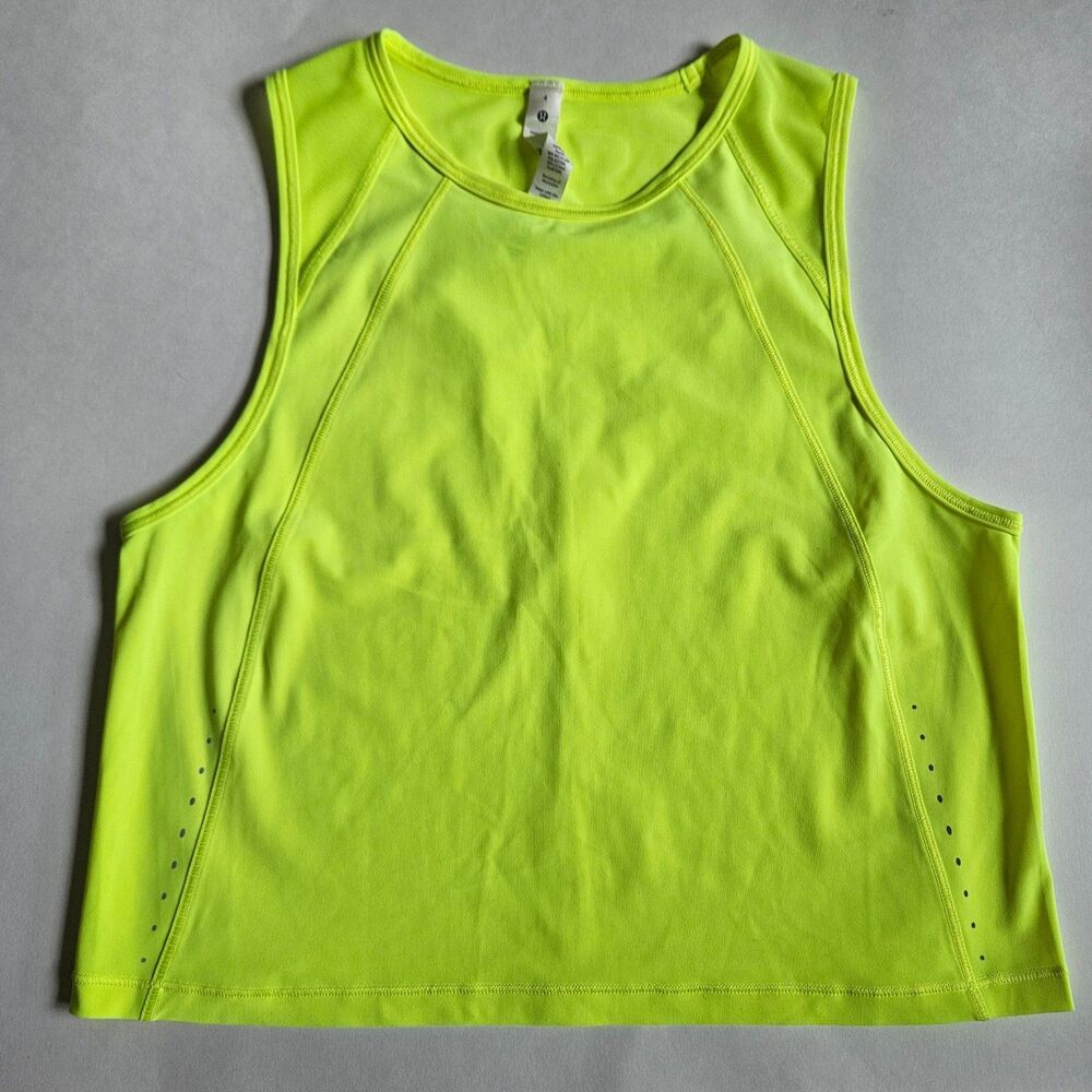 Lululemon Sculpt Cropped Tank Top size 4 small highlighter yellow